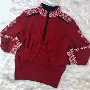 Icelandic Design Red Nordic 3/4 Zip Sweater-m